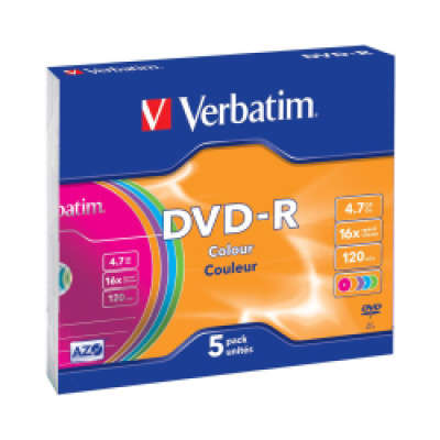 DVD-R Verbatim 4.7GB 16× Pastell Colours 5 pack Slimcase  -AKCIJA  / V043557